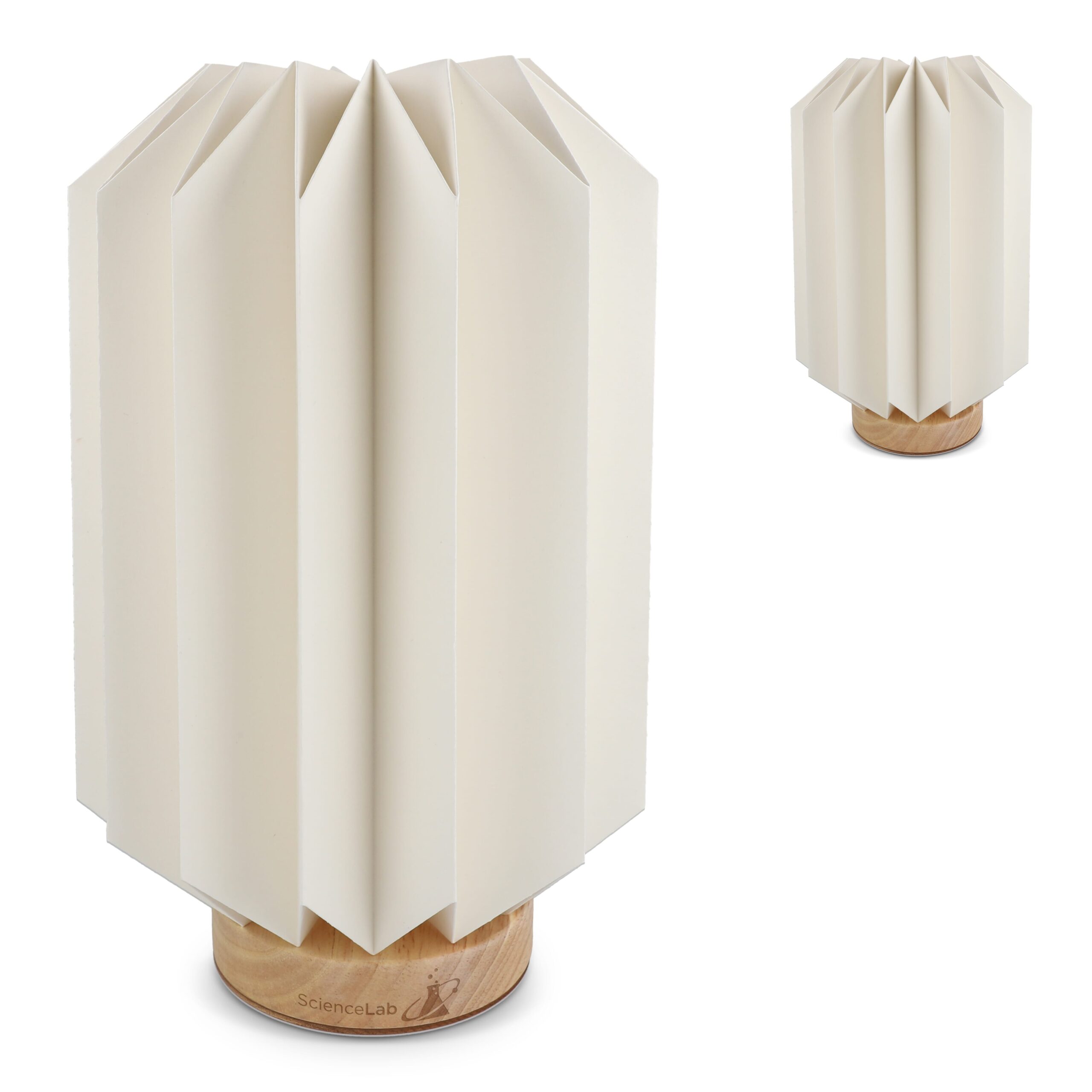 Coollux faltbare Papier-LED-Lampe Eos auf Holzsockel, 25 cm (Briefkastengröße)