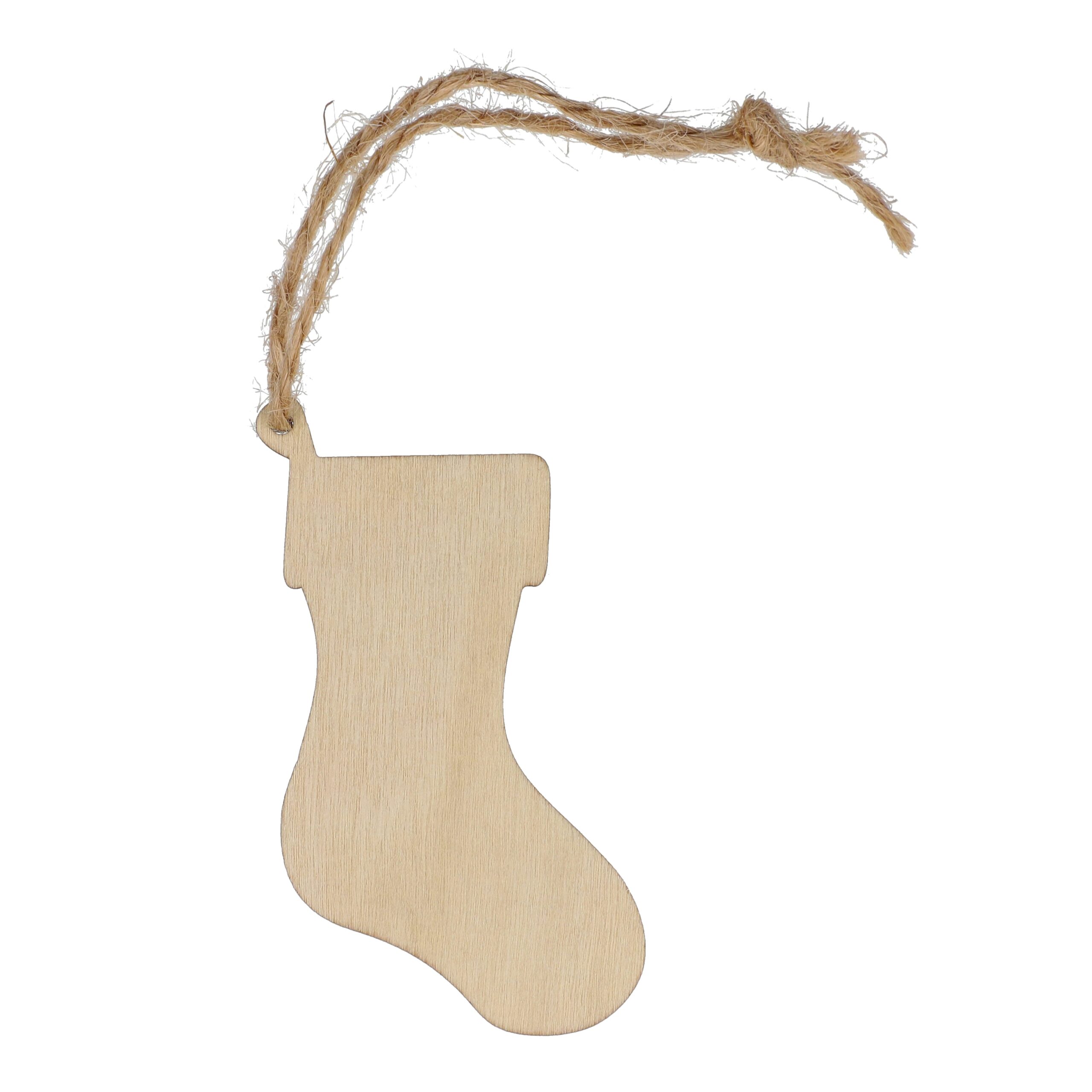 Strumpfförmiges Weihnachtsornament aus Holz – Bild 2