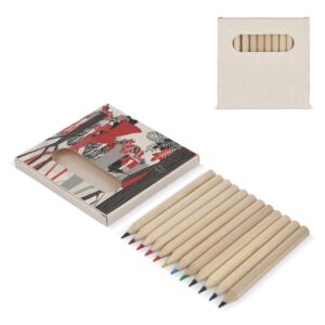 12 Buntstifte in einer Schachtel aus recyceltem Milchkarton