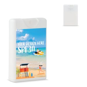 Kreditkarten-Sonnenschutzspray SPF30 aus recyceltem Material