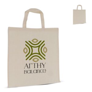 Tragetasche aus Baumwolle OEKO-TEX® 140g/m² 38x42cm kurze Henkel