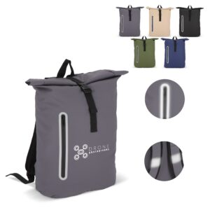 PU-beschichteter R-PET 600D Rolltop-Rucksack 20L