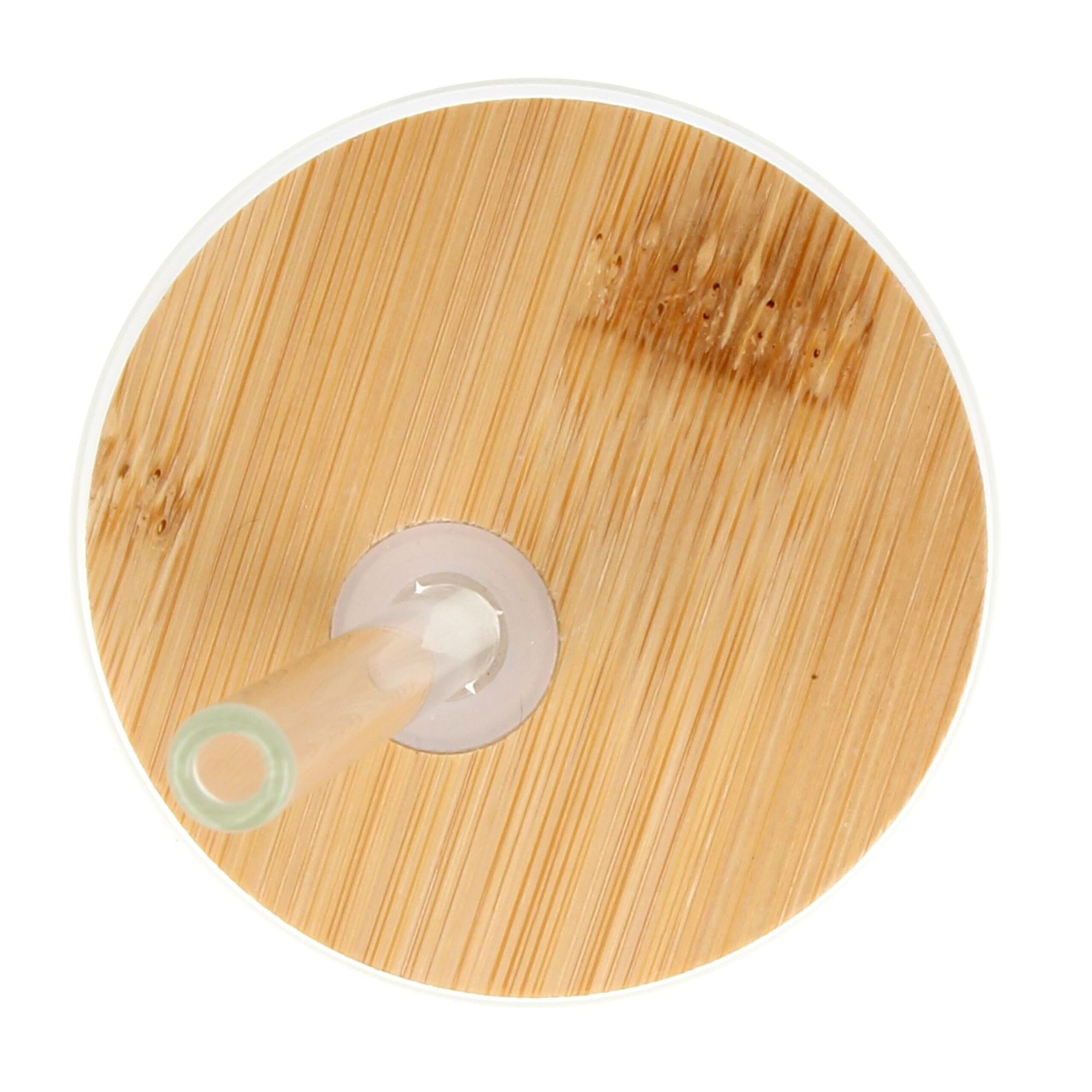 Glas mit Bambusdeckel & Strohhalm 450ml – Bild 3