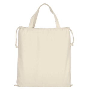 Baumwolltasche CLASSIC mit zwei kurzen Henkeln und doppeltem Kordelzug
