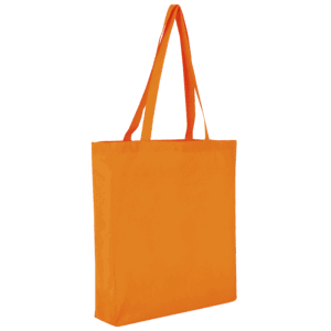 Baumwolltasche CLASSIC mit zwei langen Henkeln, Boden- und Seitenfalte, mandarin