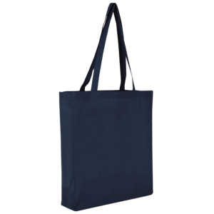 Baumwolltasche CLASSIC mit zwei langen Henkeln, Boden- und Seitenfalte, dunkelblau