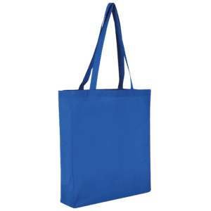 Baumwolltasche CLASSIC mit zwei langen Henkeln, Boden- und Seitenfalte, royalblau