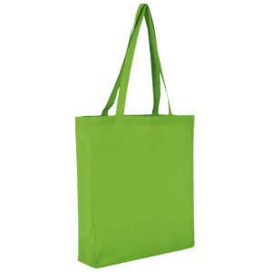 Baumwolltasche CLASSIC mit zwei langen Henkeln, Boden- und Seitenfalte, hellgrün