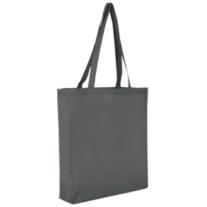 Baumwolltasche CLASSIC mit zwei langen Henkeln, Boden- und Seitenfalte, stahlgrau