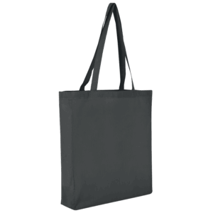 Baumwolltasche CLASSIC mit zwei langen Henkeln, Boden- und Seitenfalte, anthrazit