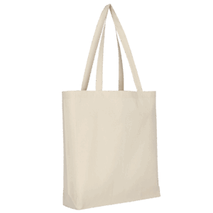 Baumwolltasche CLASSIC mit zwei langen Henkeln, Boden- und Seitenfalte, natur