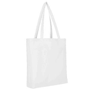 Baumwolltasche CLASSIC mit zwei langen Henkeln, Boden- und Seitenfalte, weiß