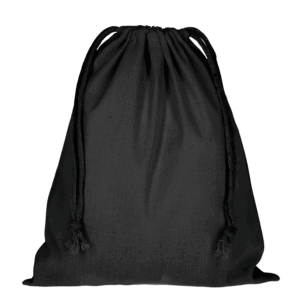 Zuziehbeutel aus Baumwolle, 25 x 30 cm, schwarz