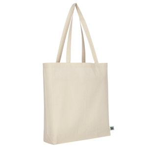 Tasche aus Fairtrade-zertifizierter Baumwolle mit 2 langen Henkeln, Boden- und Seitenfalte