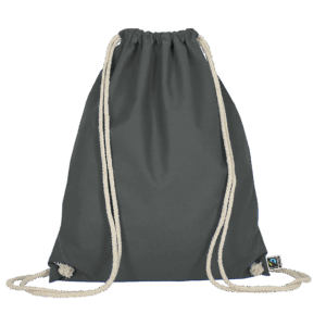 Turnbeutel aus Fairtrade-zertifizierter Baumwolle, stahlgrau