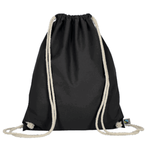 Turnbeutel aus Fairtrade-zertifizierter Baumwolle, schwarz